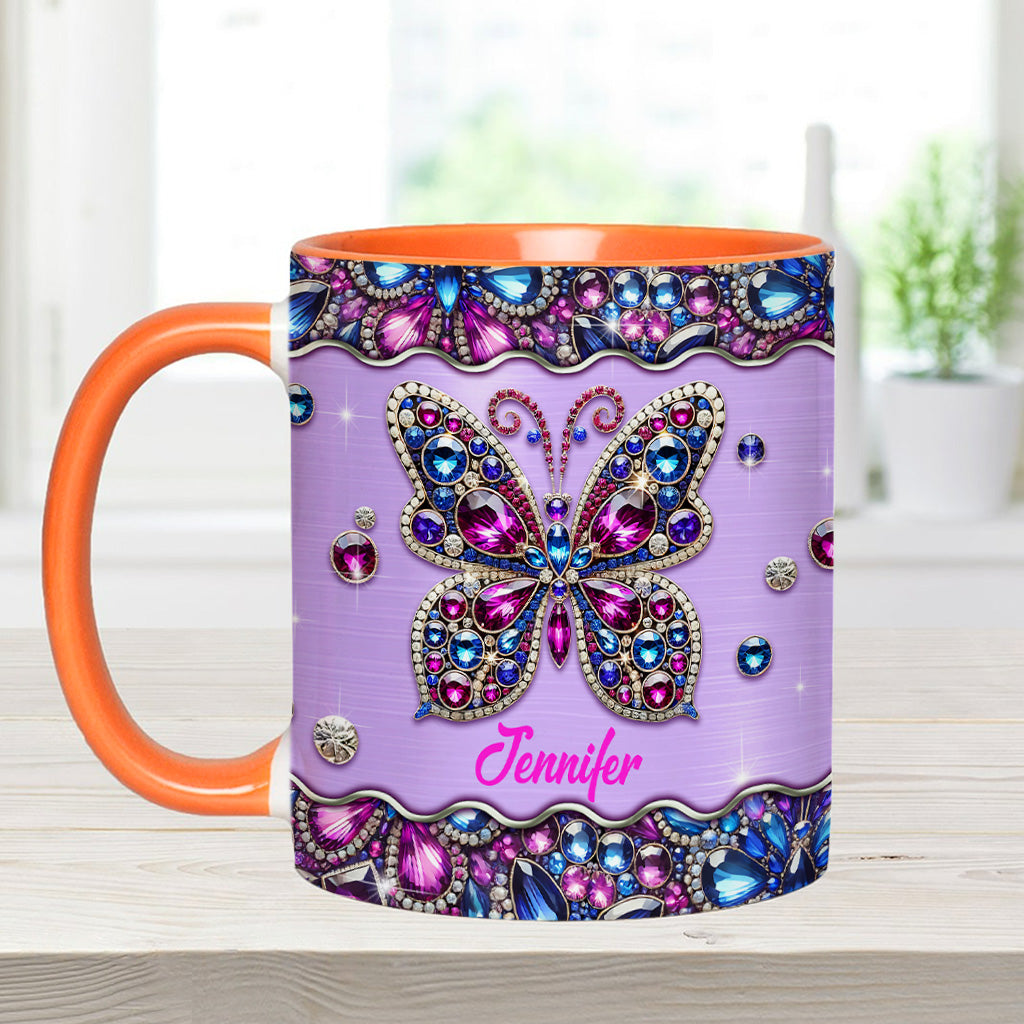 Glitzernder Schmetterling – Personalisierte Tasse mit Schmetterlingsmotiv