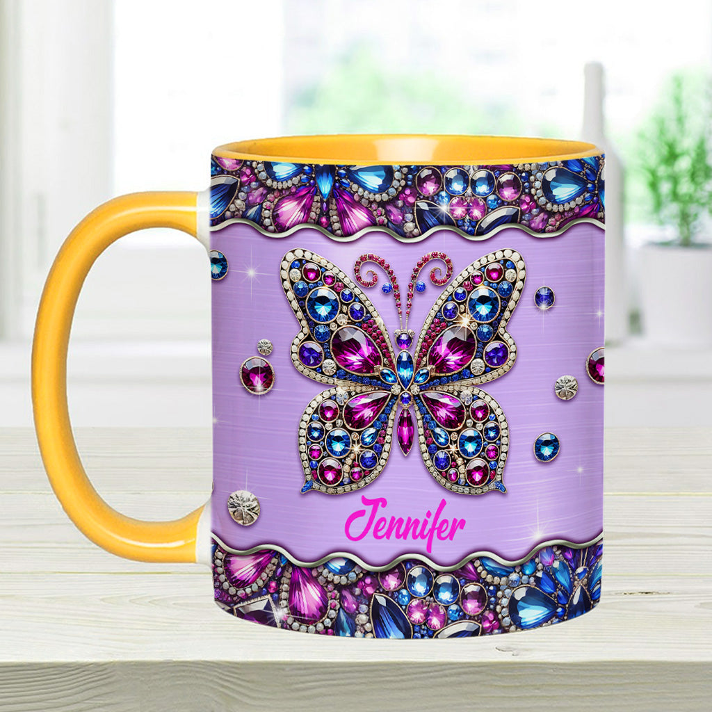 Glitzernder Schmetterling – Personalisierte Tasse mit Schmetterlingsmotiv