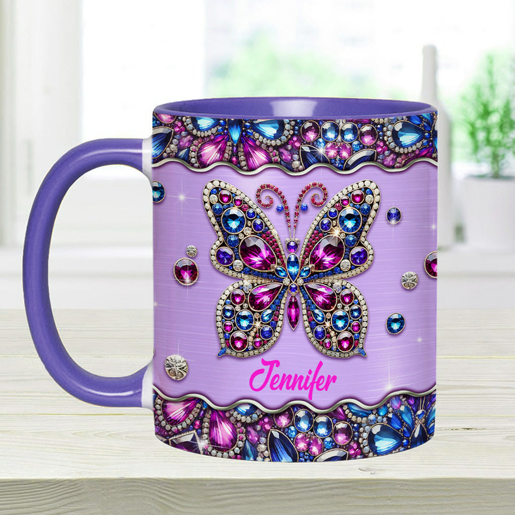 Glitzernder Schmetterling – Personalisierte Tasse mit Schmetterlingsmotiv