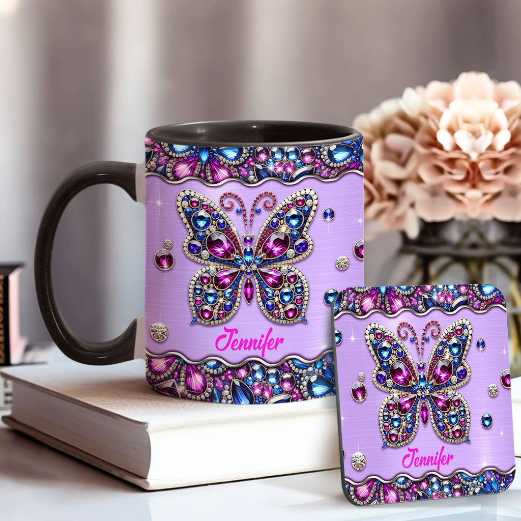 Glitzernder Schmetterling – Personalisierte Tasse mit Schmetterlingsmotiv