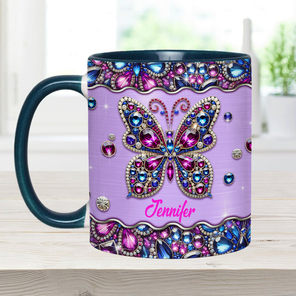 Glitzernder Schmetterling – Personalisierte Tasse mit Schmetterlingsmotiv