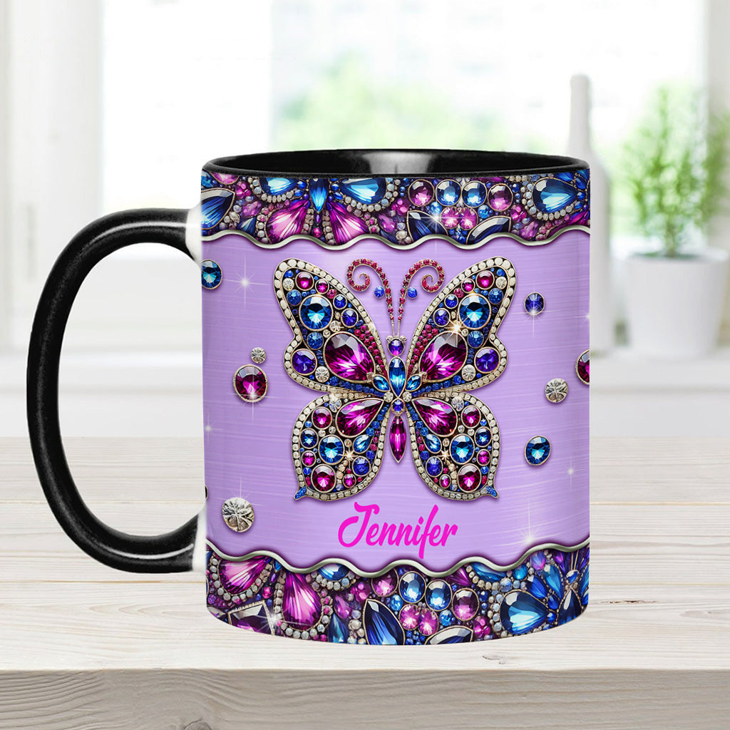 Glitzernder Schmetterling – Personalisierte Tasse mit Schmetterlingsmotiv