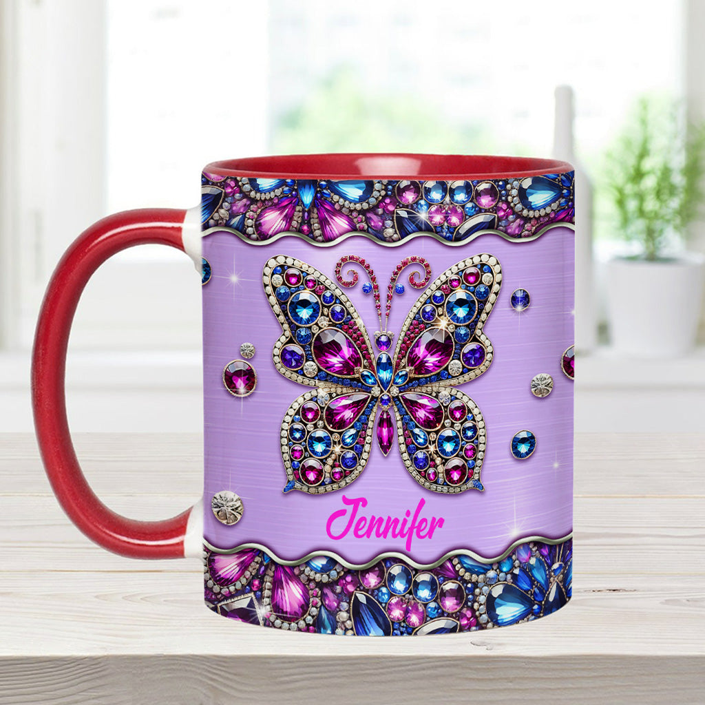 Glitzernder Schmetterling – Personalisierte Tasse mit Schmetterlingsmotiv