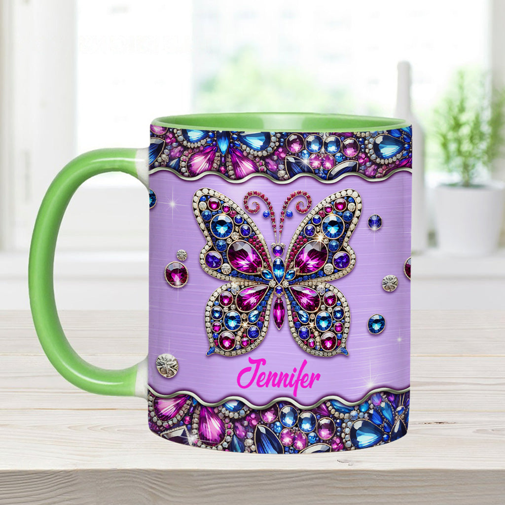 Glitzernder Schmetterling – Personalisierte Tasse mit Schmetterlingsmotiv