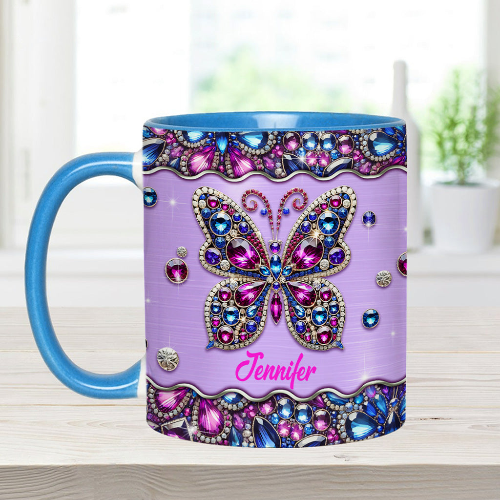 Glitzernder Schmetterling – Personalisierte Tasse mit Schmetterlingsmotiv