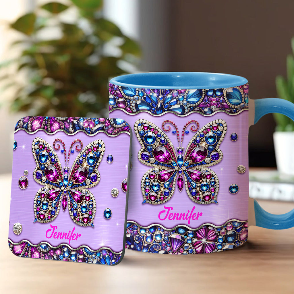 Glitzernder Schmetterling – Personalisierte Tasse mit Schmetterlingsmotiv