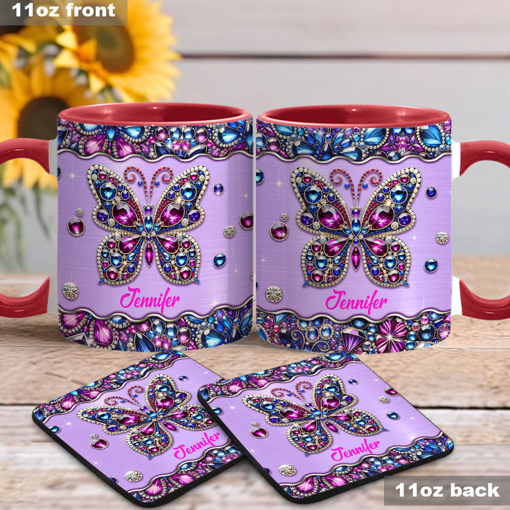 Glitzernder Schmetterling – Personalisierte Tasse mit Schmetterlingsmotiv