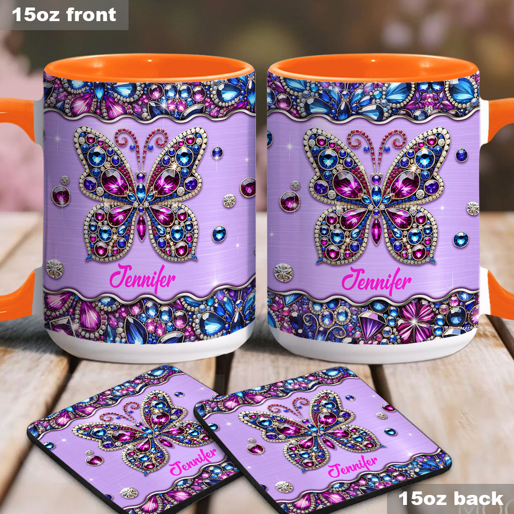 Glitzernder Schmetterling – Personalisierte Tasse mit Schmetterlingsmotiv