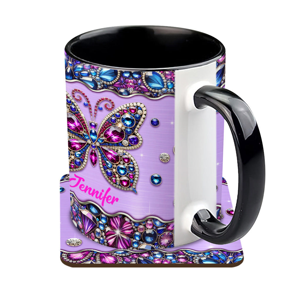 Glitzernder Schmetterling – Personalisierte Tasse mit Schmetterlingsmotiv