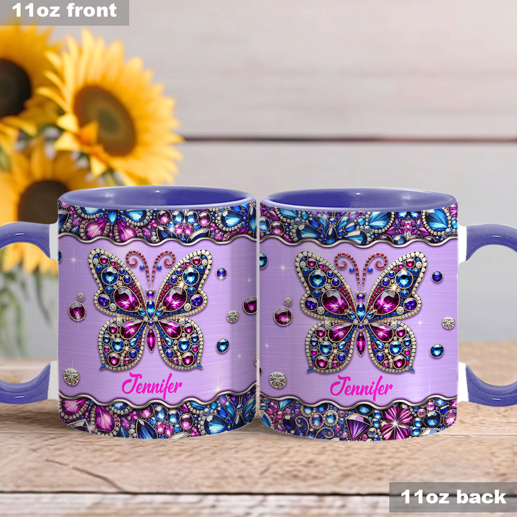Glitzernder Schmetterling – Personalisierte Tasse mit Schmetterlingsmotiv