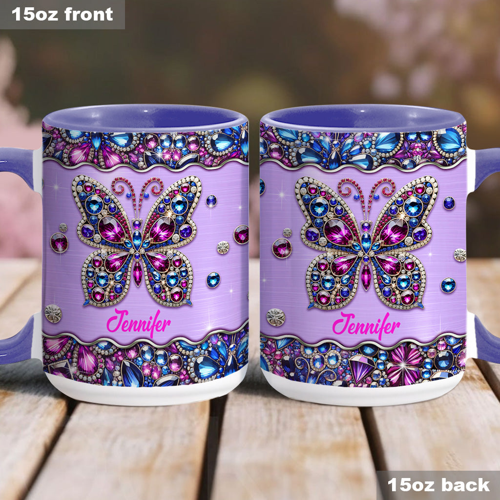 Glitzernder Schmetterling – Personalisierte Tasse mit Schmetterlingsmotiv