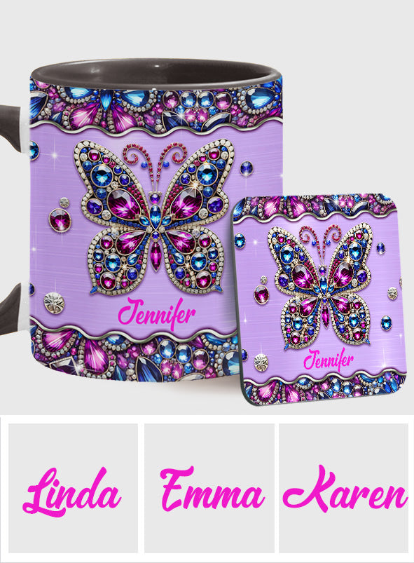Glitzernder Schmetterling – Personalisierte Tasse mit Schmetterlingsmotiv