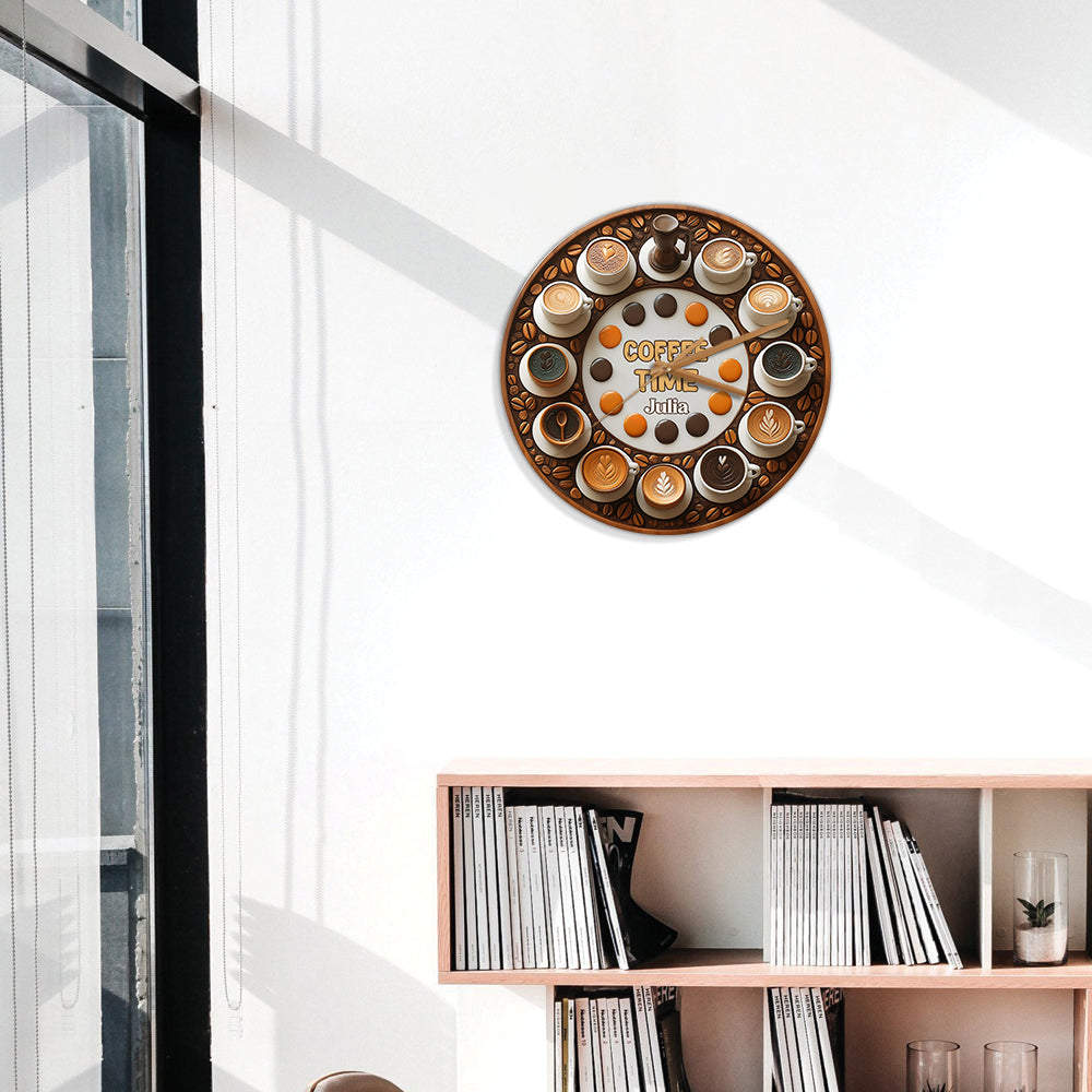 L'heure du café - Horloge murale personnalisée à café