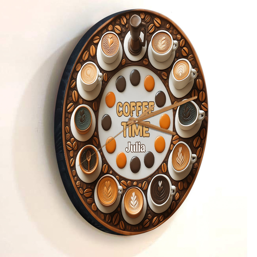 L'heure du café - Horloge murale personnalisée à café