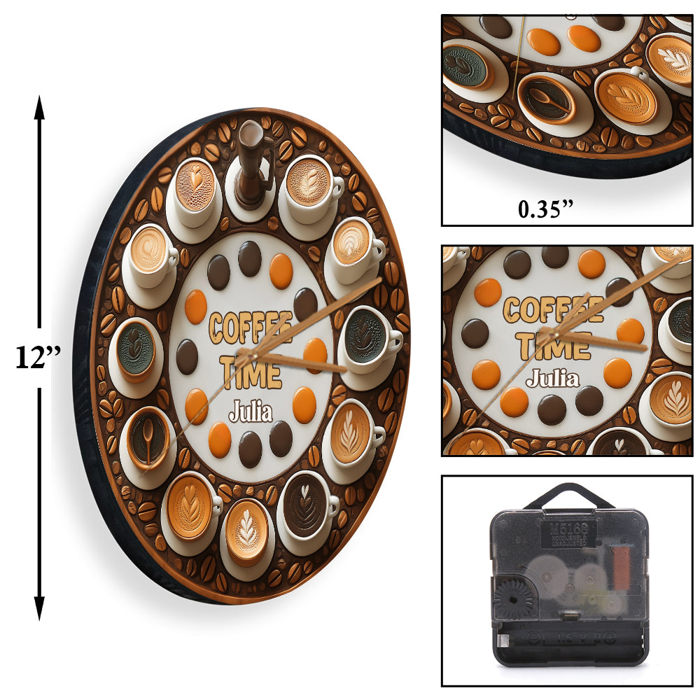 L'heure du café - Horloge murale personnalisée à café