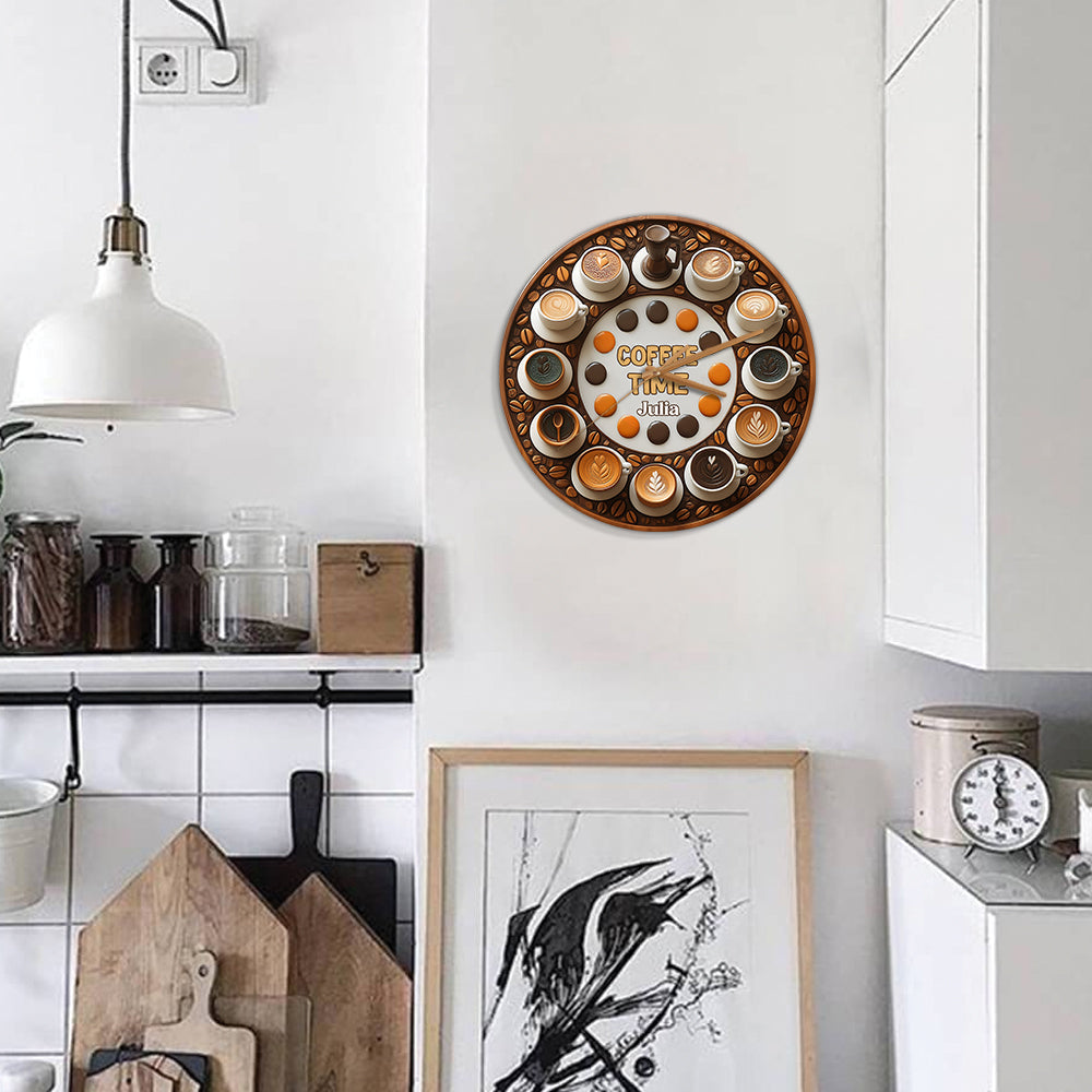L'heure du café - Horloge murale personnalisée à café
