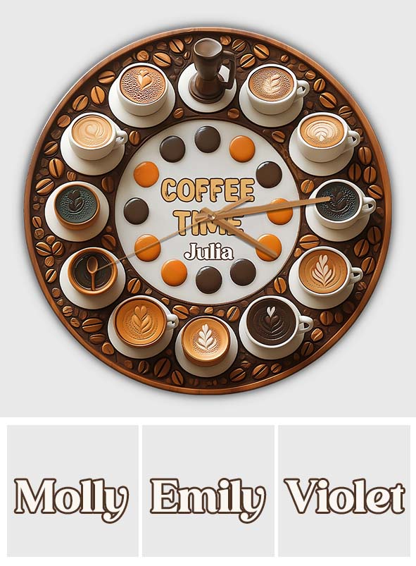 L'heure du café - Horloge murale personnalisée à café
