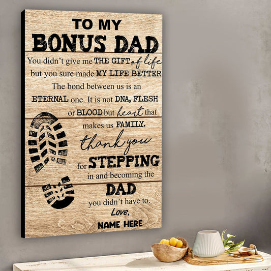 Für meinen Bonus-Papa – Personalisierte Leinwand und Poster für Väter