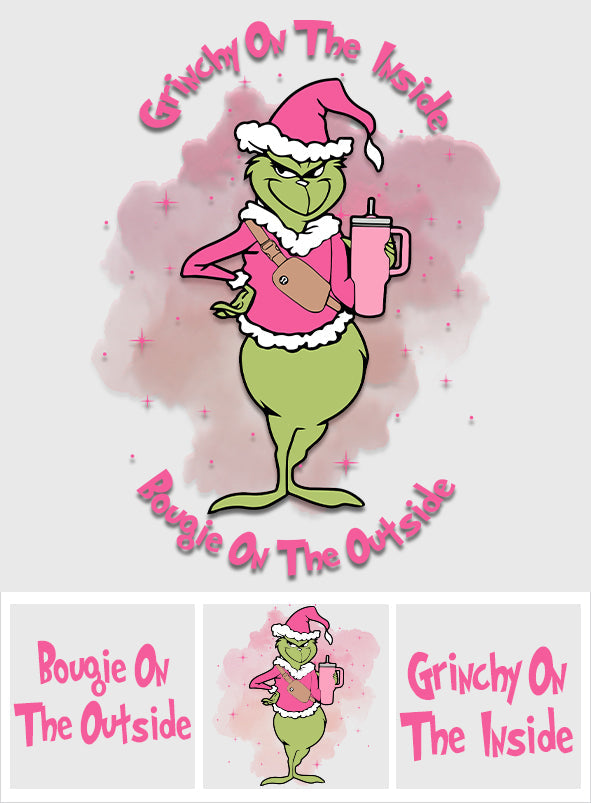 Grinchy im Inneren - Aufkleber "Weihnachten gestohlen"