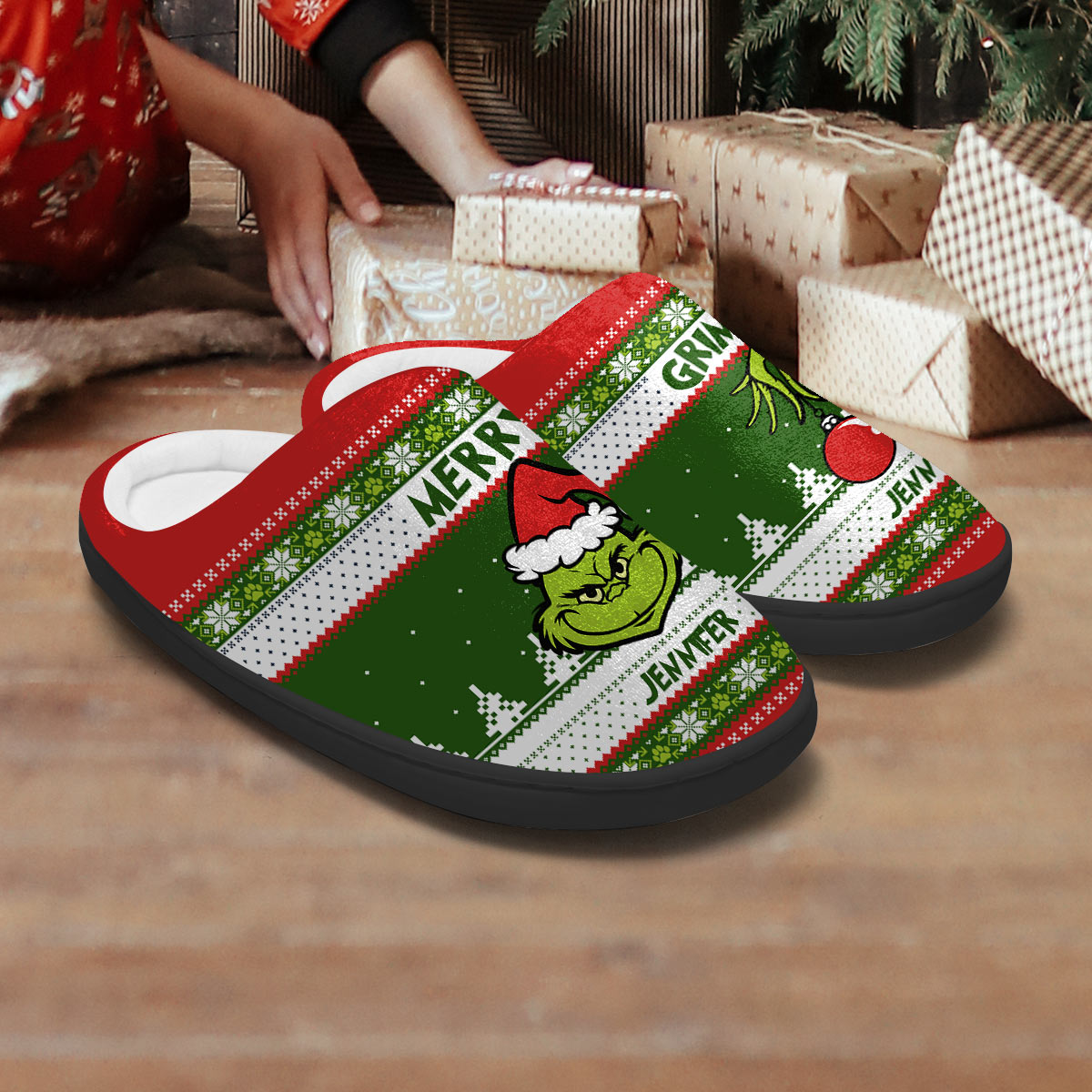 Merry Grinchmas - Personalized Stole Christmas Slippers