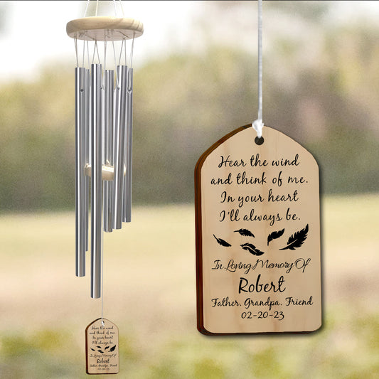 Hör den Wind und denk an mich – Erinnerungsgeschenk zum Gedenken an einen Verlust – Personalisiertes Windspiel