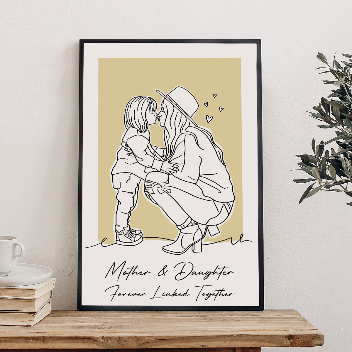 Individuelles Lineart-Porträt – Personalisierte Leinwand und Poster für die Mutter