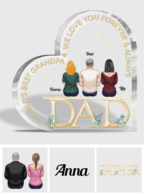 Papa, wir lieben dich – personalisierte Acrylplakette in individueller Form für Väter