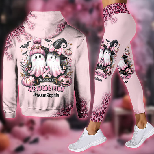 Im Oktober tragen wir Pink – personalisierter Hoodie und Leggings zur Sensibilisierung für Brustkrebs