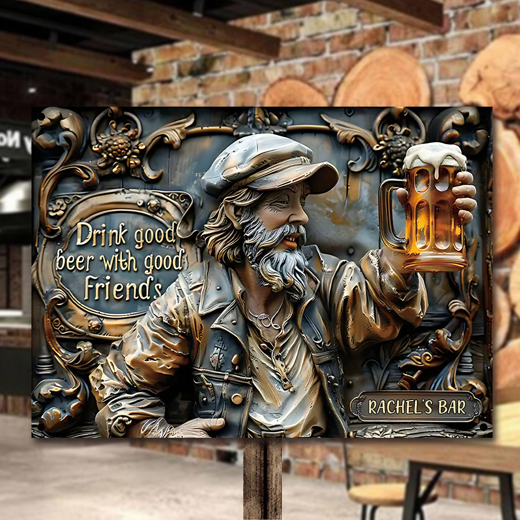 Gute Freunde, gutes Bier – Personalisiertes rechteckiges Bier-Metallschild