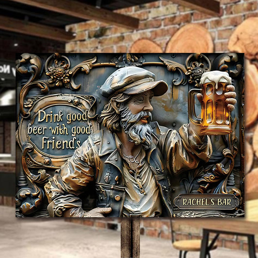 Gute Freunde, gutes Bier – Personalisiertes rechteckiges Bier-Metallschild