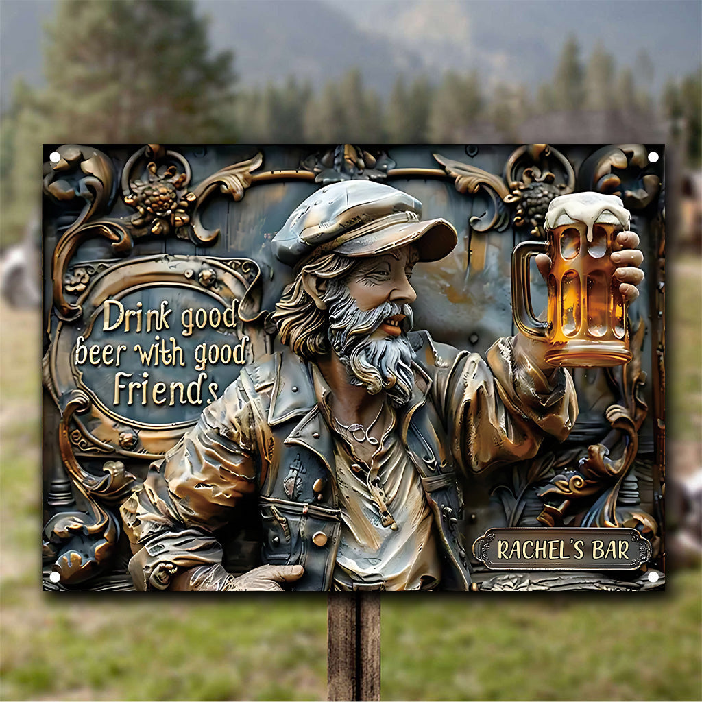 Gute Freunde, gutes Bier – Personalisiertes rechteckiges Bier-Metallschild
