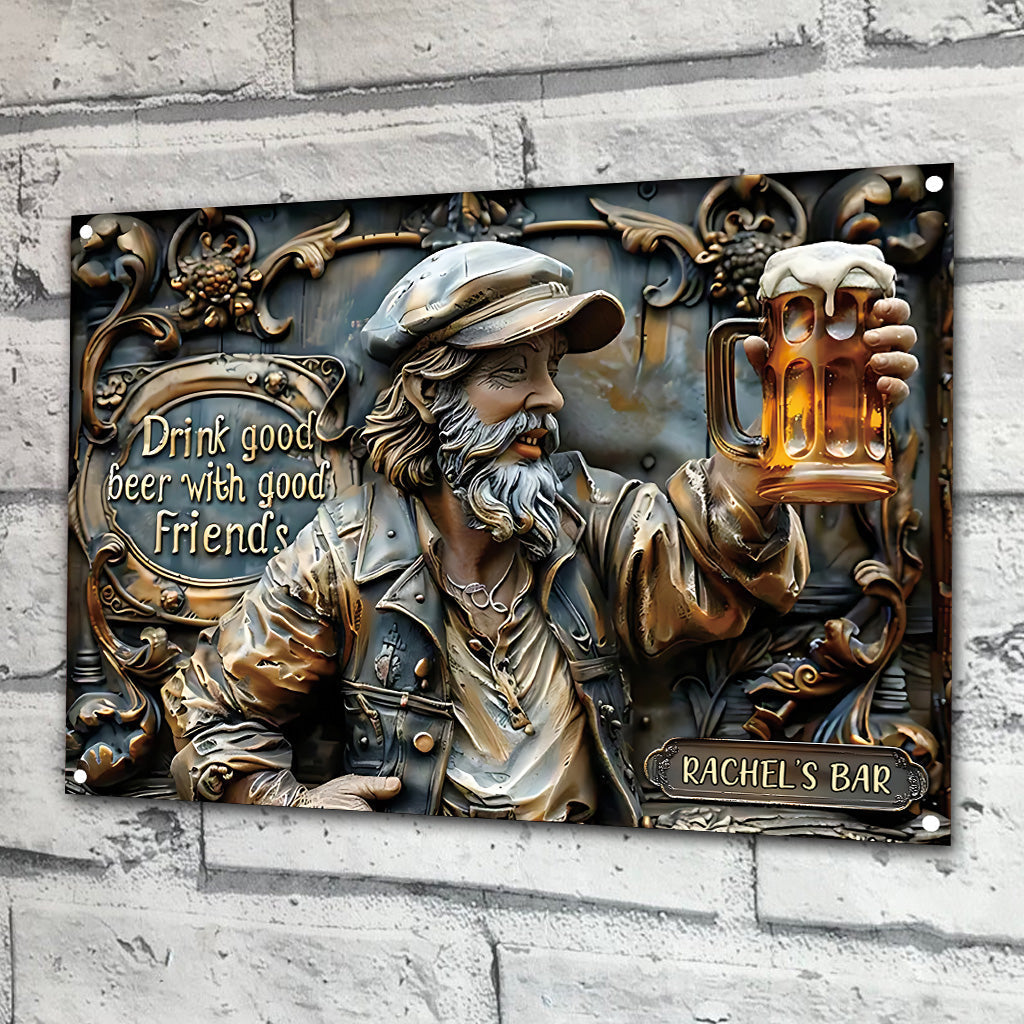 Gute Freunde, gutes Bier – Personalisiertes rechteckiges Bier-Metallschild