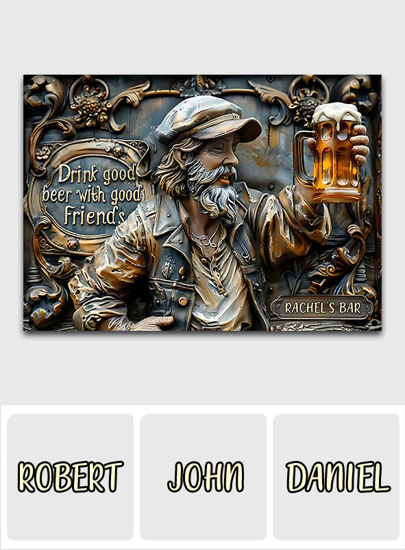 Gute Freunde, gutes Bier – Personalisiertes rechteckiges Bier-Metallschild