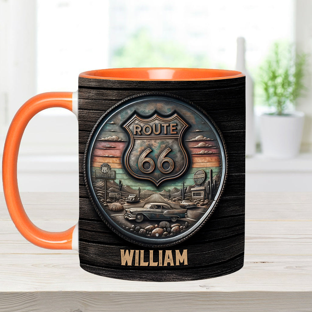 Vintage Route 66 Classic Car - Personalisierter Muscle-Car-Akzentbecher