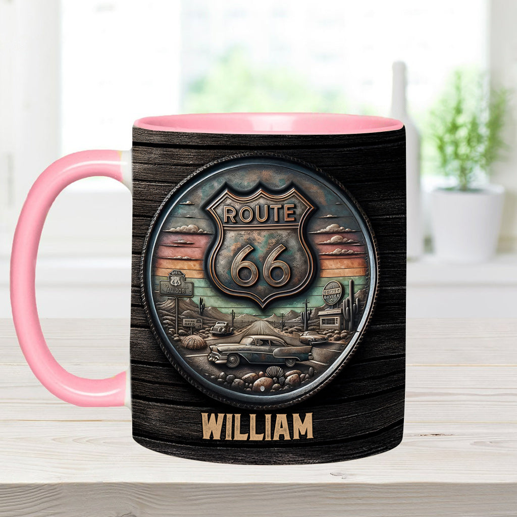 Vintage Route 66 Classic Car - Personalisierter Muscle-Car-Akzentbecher