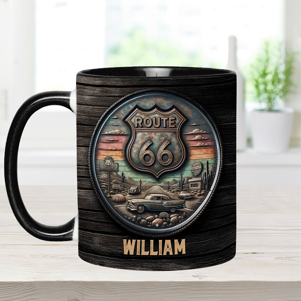 Vintage Route 66 Classic Car - Personalisierter Muscle-Car-Akzentbecher