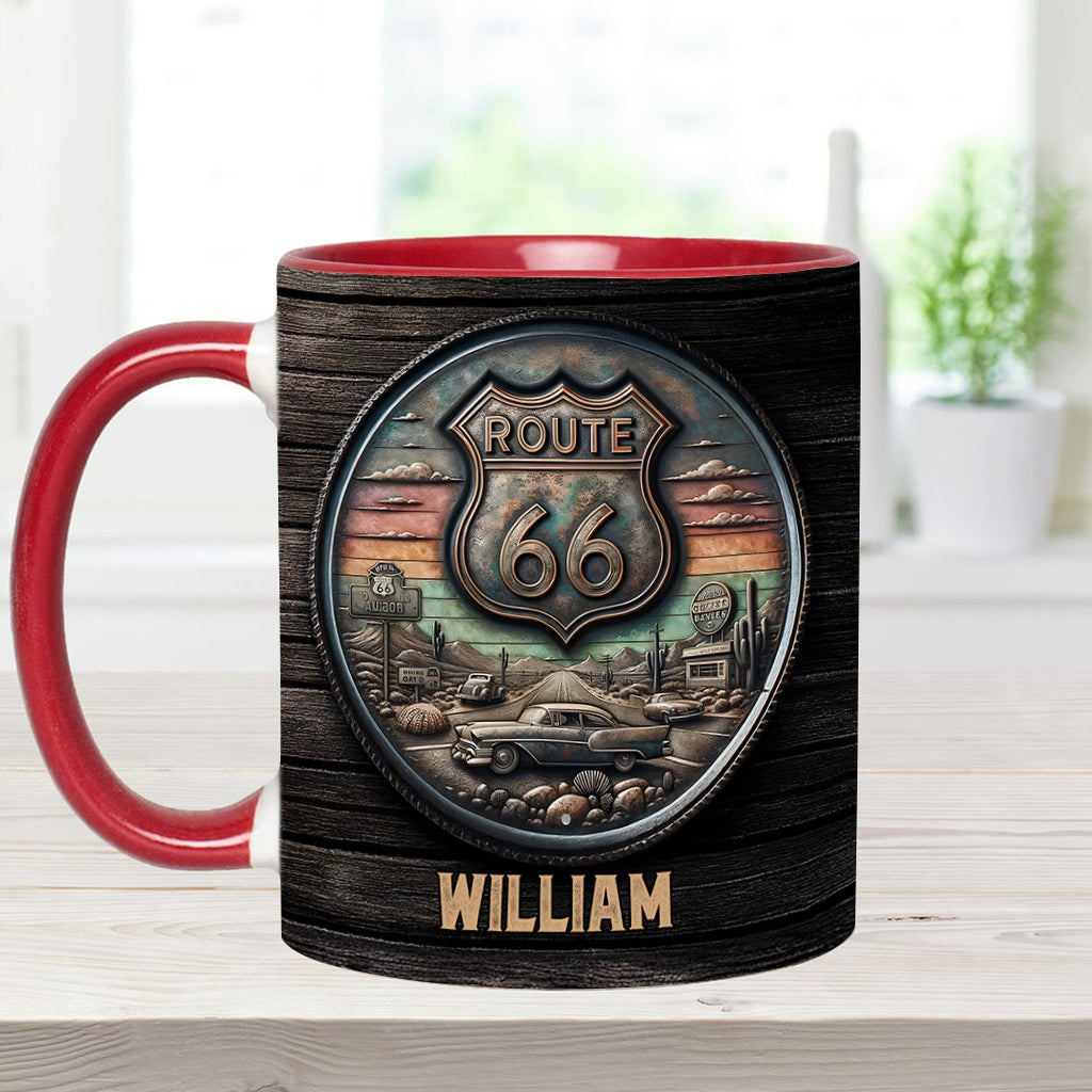 Vintage Route 66 Classic Car - Personalisierter Muscle-Car-Akzentbecher