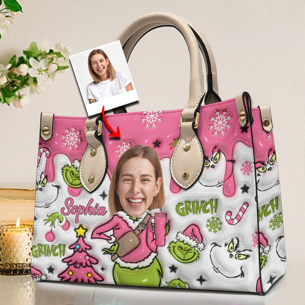 Merry Grinchmas - Personalized Stole Christmas Leather Handbag