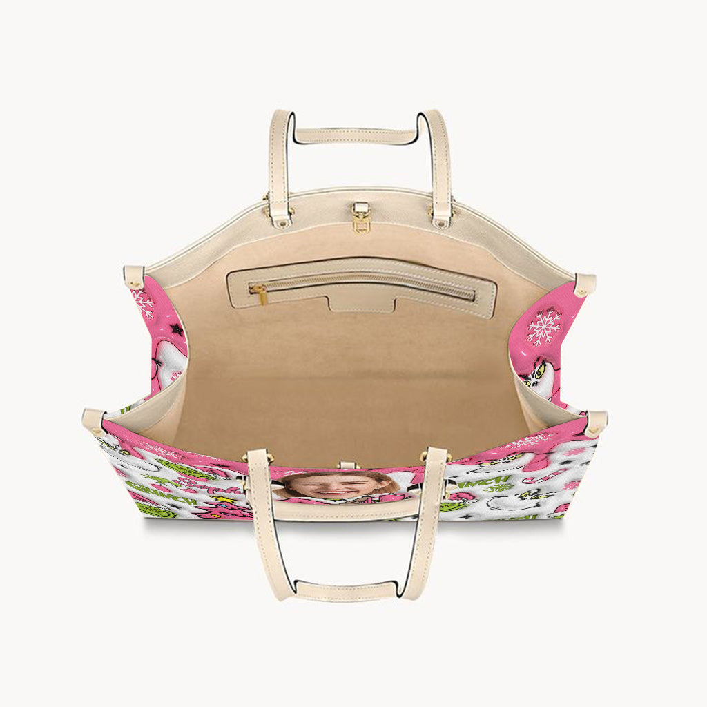 Merry Grinchmas - Personalized Stole Christmas Leather Handbag