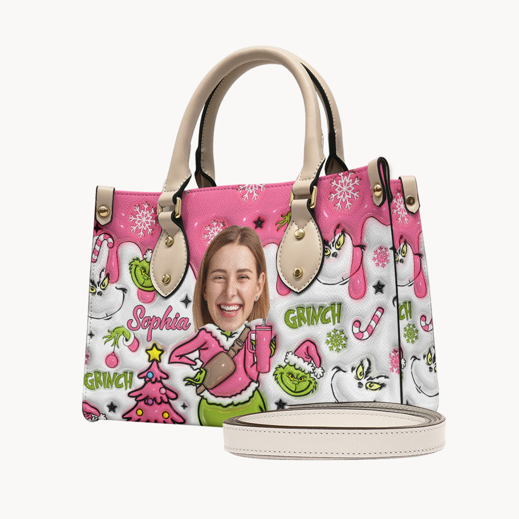 Merry Grinchmas - Personalized Stole Christmas Leather Handbag