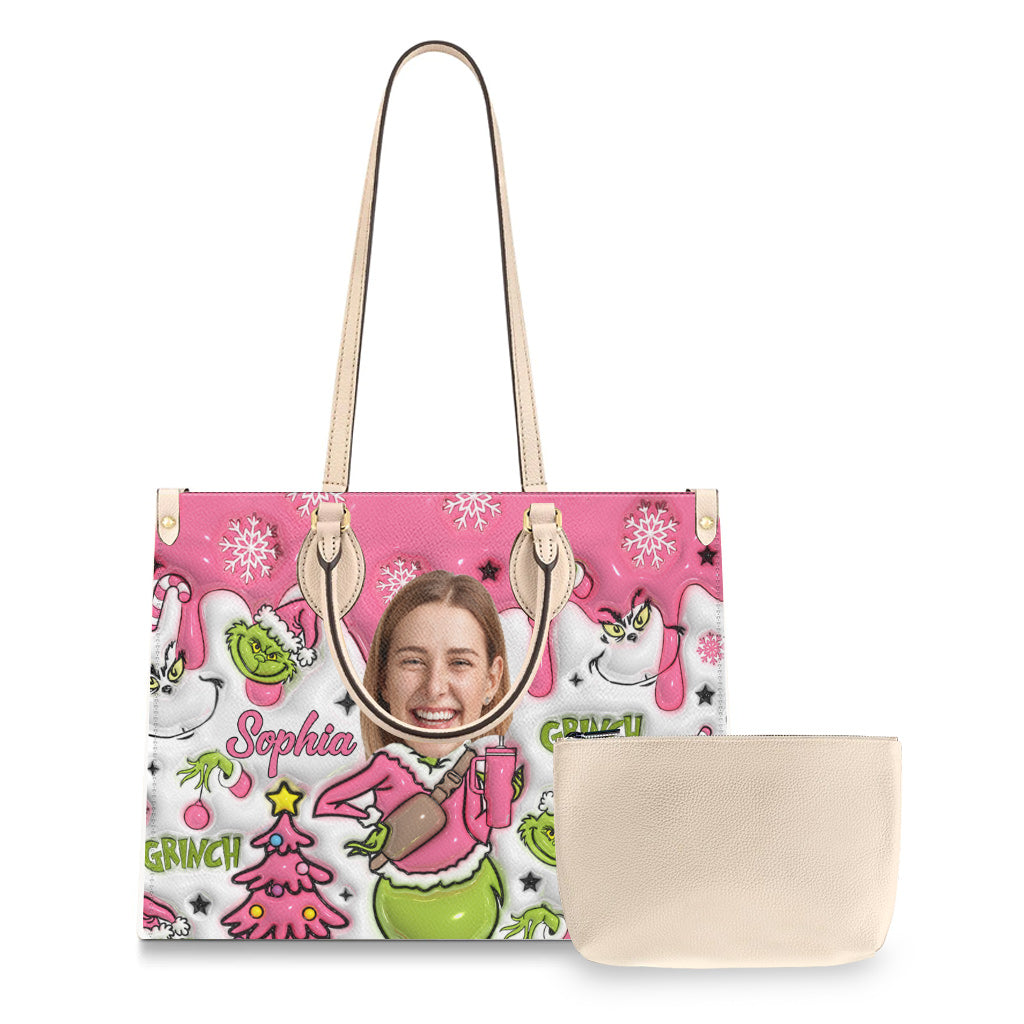 Merry Grinchmas - Personalized Stole Christmas Leather Handbag