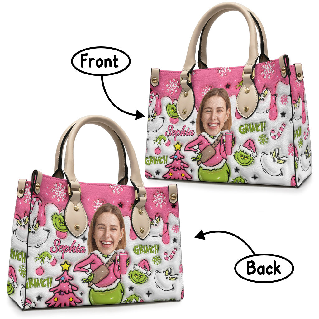 Merry Grinchmas - Personalized Stole Christmas Leather Handbag
