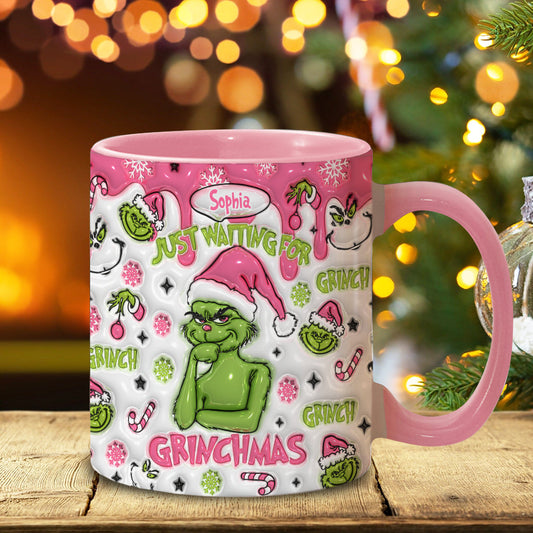 Mug personnalisé « En attendant Noël » avec étole de Noël