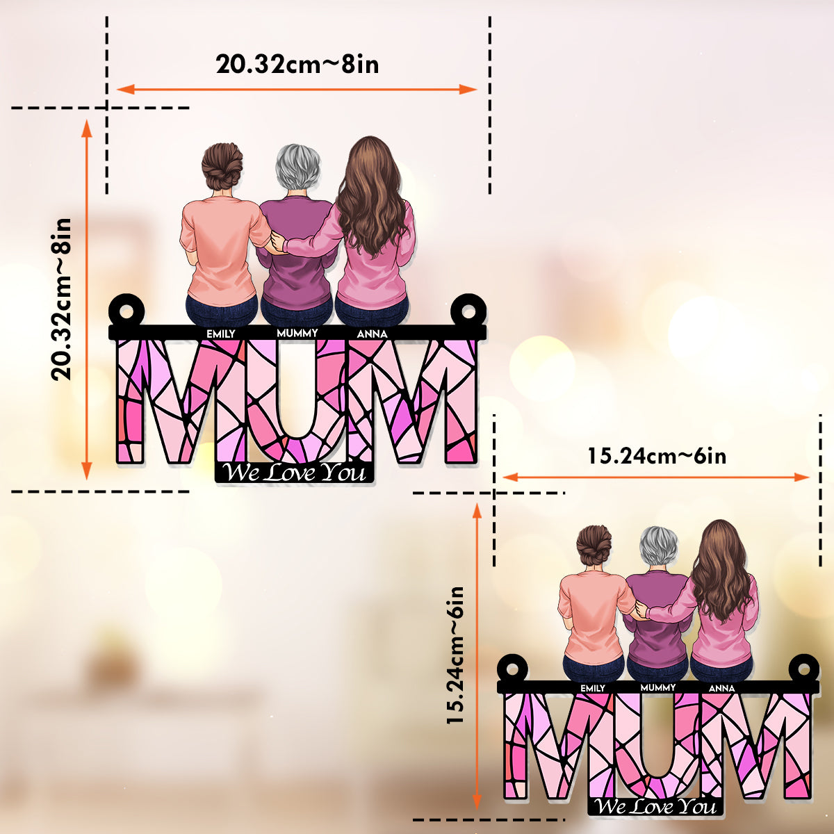 Mum We Love You - Personalized Mother Window Hanging Suncatcher Ornament