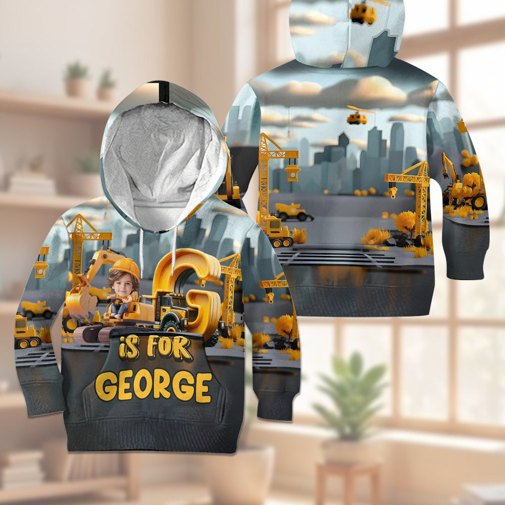 Construction Vehicle Alphabet Letters - Personalized Kid Kid Hoodie & Kid Jogger Sweatpants