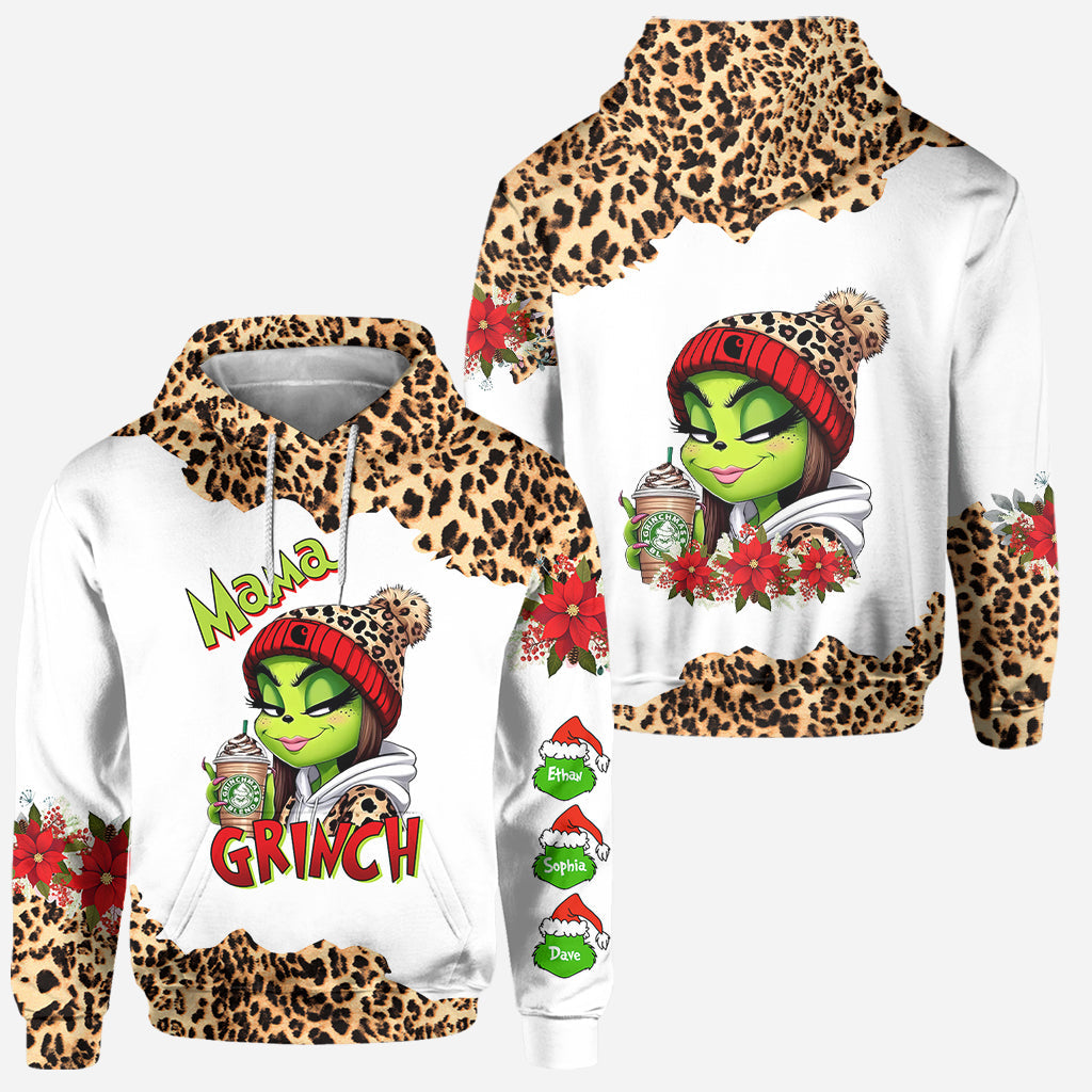 Grinchy Mama – Personalisierter Stola-Weihnachtshoodie und Leggings