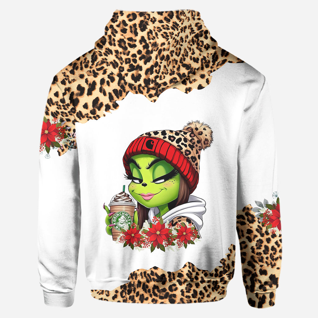 Grinchy Mama – Personalisierter Stola-Weihnachtshoodie und Leggings