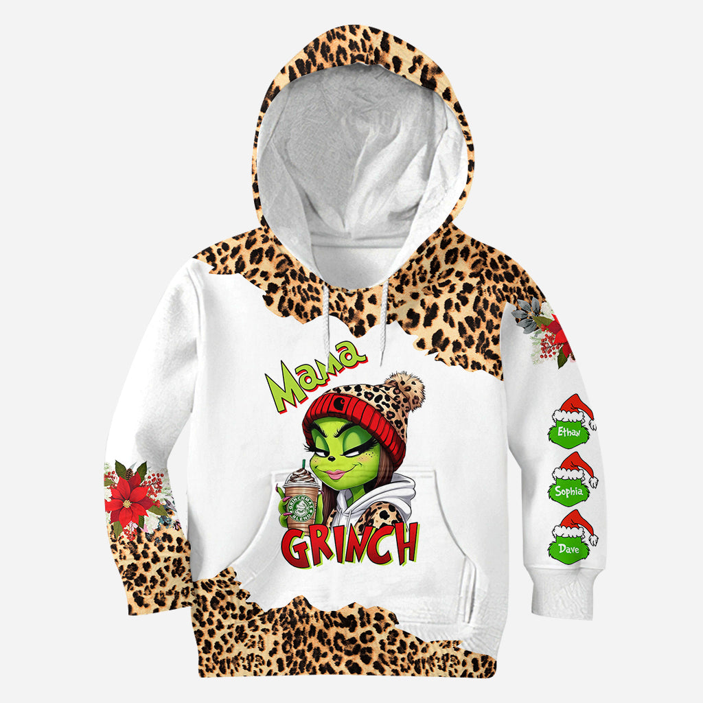Grinchy Mama – Personalisierter Stola-Weihnachtshoodie und Leggings