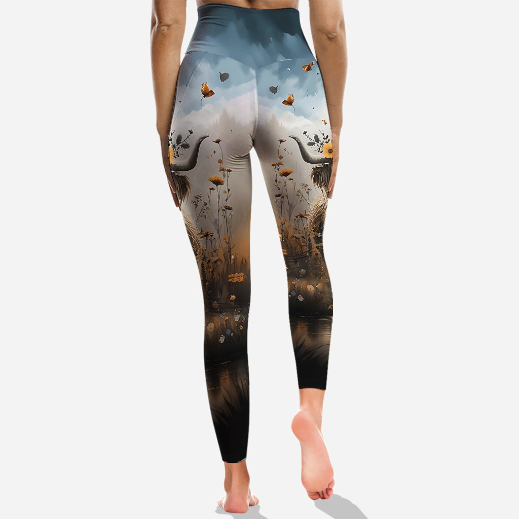Niedliche Kuh – Personalisierter Hoodie und Leggings mit Hochlandkuh-Motiv