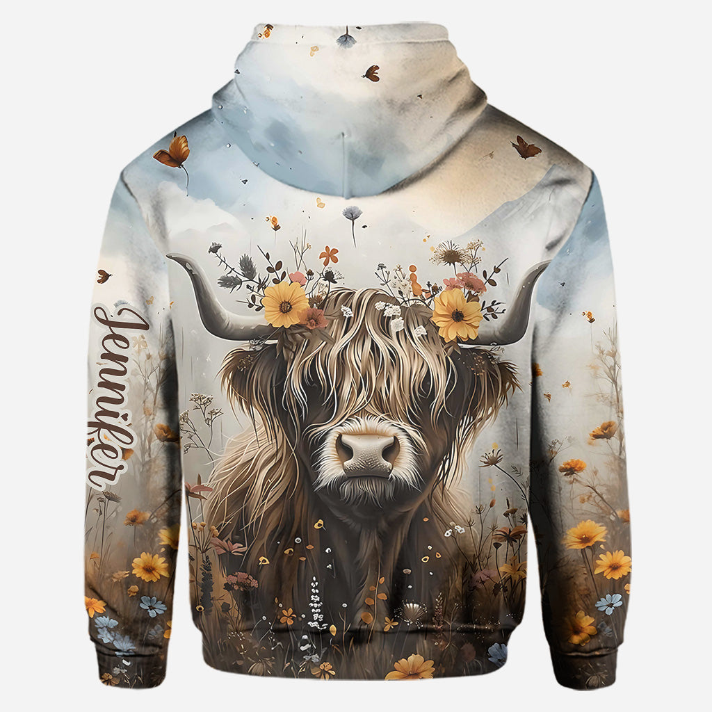 Niedliche Kuh – Personalisierter Hoodie und Leggings mit Hochlandkuh-Motiv